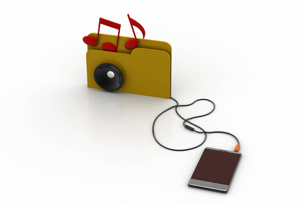 3d music file connecting with smart phone - Valokuva, kuva