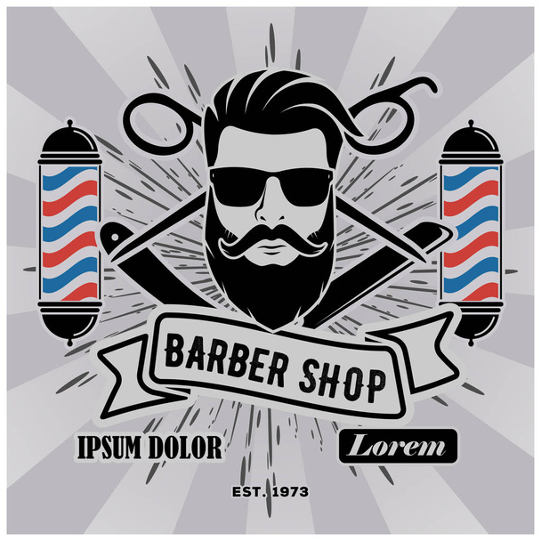 Barbería Logo con barra de peluquería en estilo vintage. Plantilla vectorial
 - Vector, Imagen