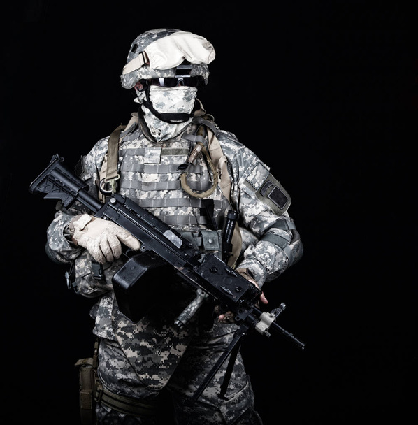 Amerikaanse mariniers machine schutter studio opname - Foto, afbeelding