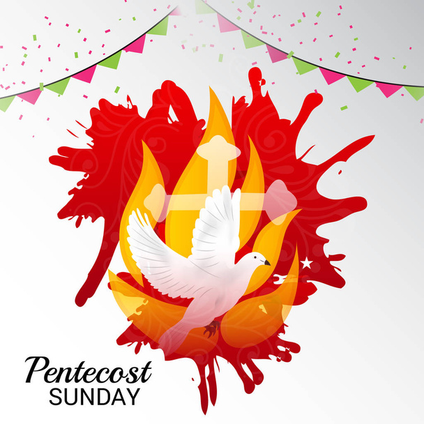 Vector illustration of a Background for Pentecost Holy spirit dove. - ベクター画像