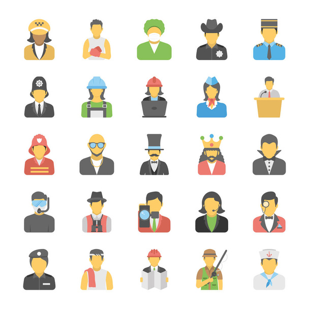 Flat Icons Set of Professions - Vector, Image