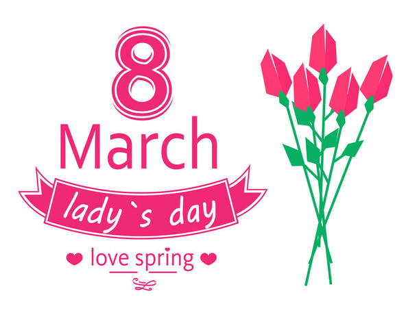 8 March Ladys Day Love Spring Vector Illustration - Vector, Image