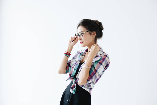 Profil de girl portant des lunettes
 - Photo, image