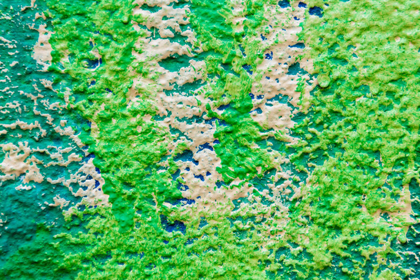 close-up view of weathered green, blue and white wall background - Photo, Image