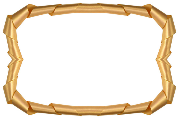 Un cadre de couleur dorée à partir d'un ruban de satin sur un fond blanc en forme de rectangle
. - Photo, image