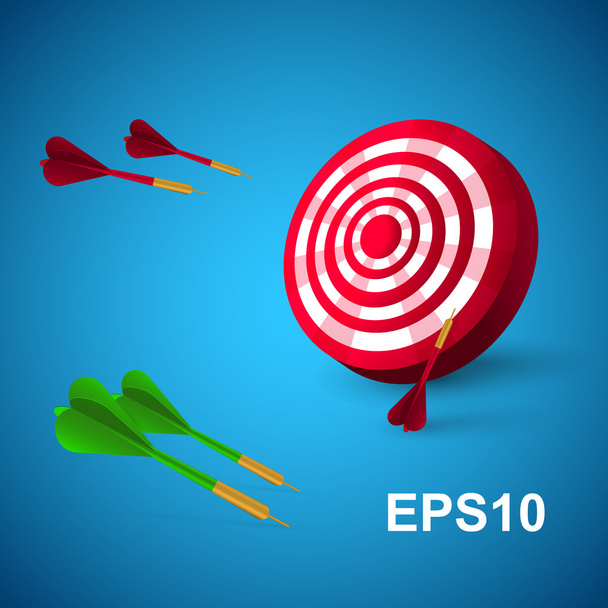 Colorful darts with a target. Vector illustration. - Vector, Image