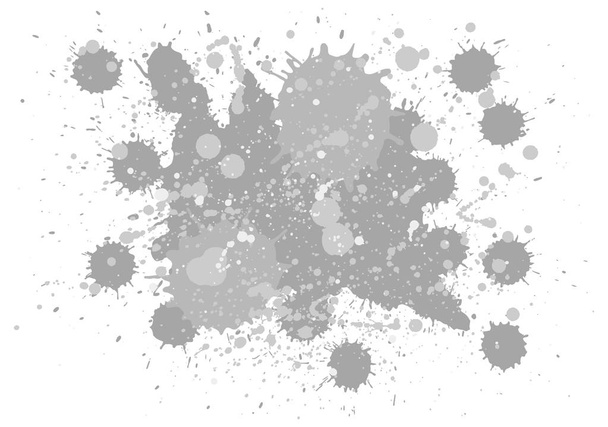 Pintura artística abstracta salpicaduras y manchas en gris sobre blanco. Fondo de textura vectorial. Formato horizontal
. - Vector, Imagen