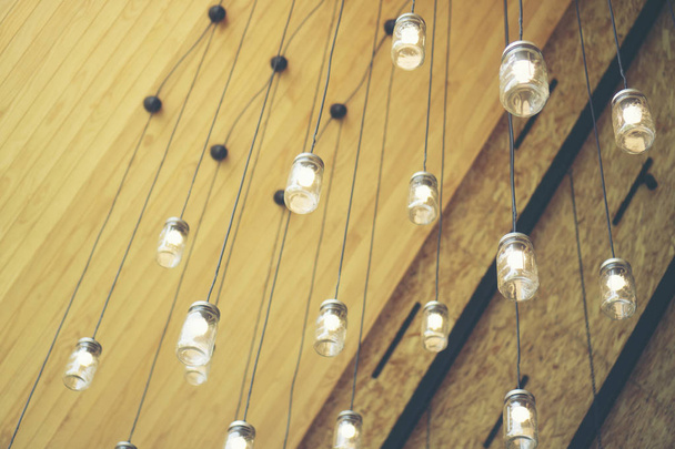 vintage lighting decor in coffee cafe - Photo, Image