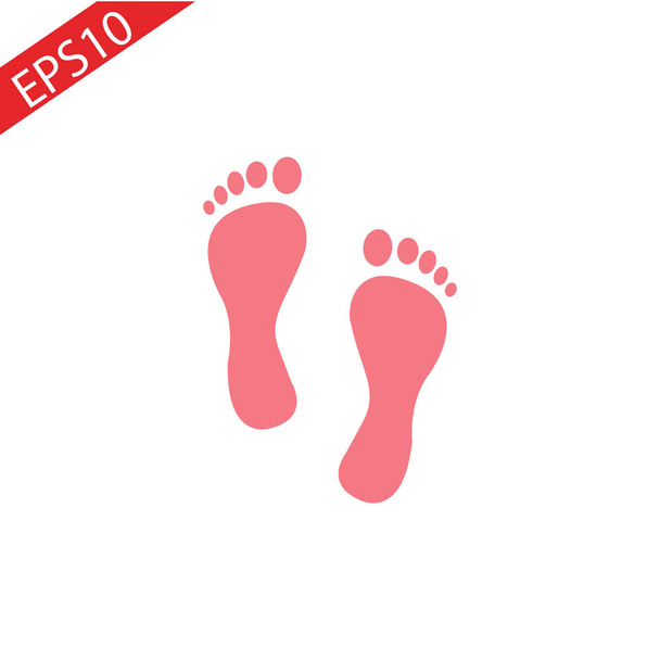 footprint - red vector icon with shadow on white background - Vector, Image