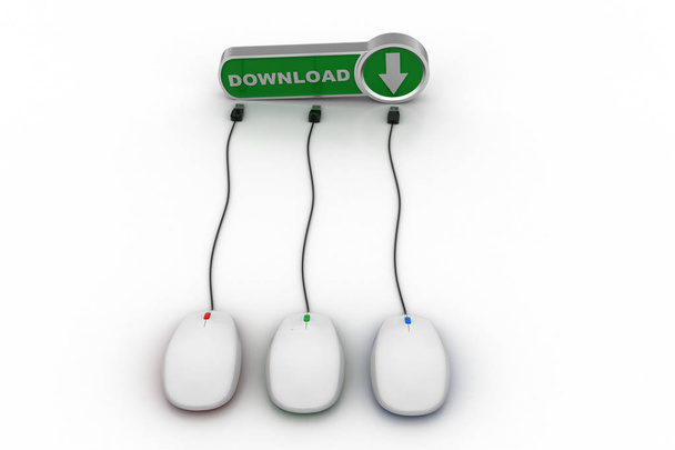 Mouse connect with download icon - Zdjęcie, obraz