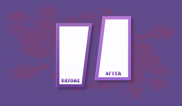 Before and After screen. Comparison banner with empty space. Template for graphic design. Vector illustration. - Vector, Image