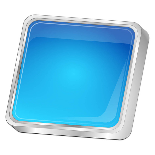 lesklá modrá prázdné tlačítko - 3d ilustrace - Fotografie, Obrázek