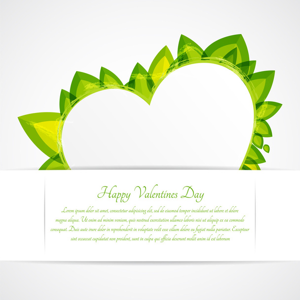 Heart with leaves. Vector greeting card for Valentine's day. - Vector, Image