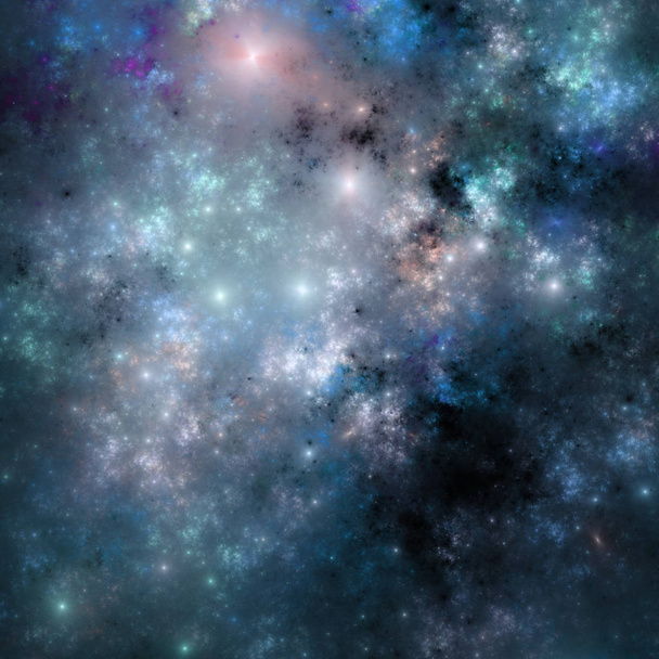 Blue fractal nebula sky, digital artwork for creative graphic design - Photo, Image