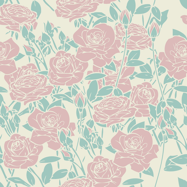 エレガンス花バラでシームレスなパターン - ベクター画像
