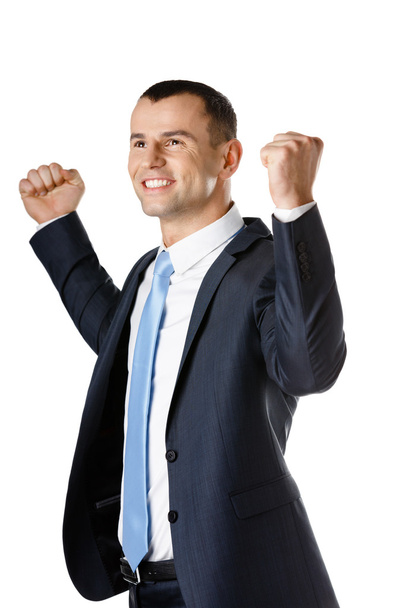 Happy businessman with fists up - Foto, immagini