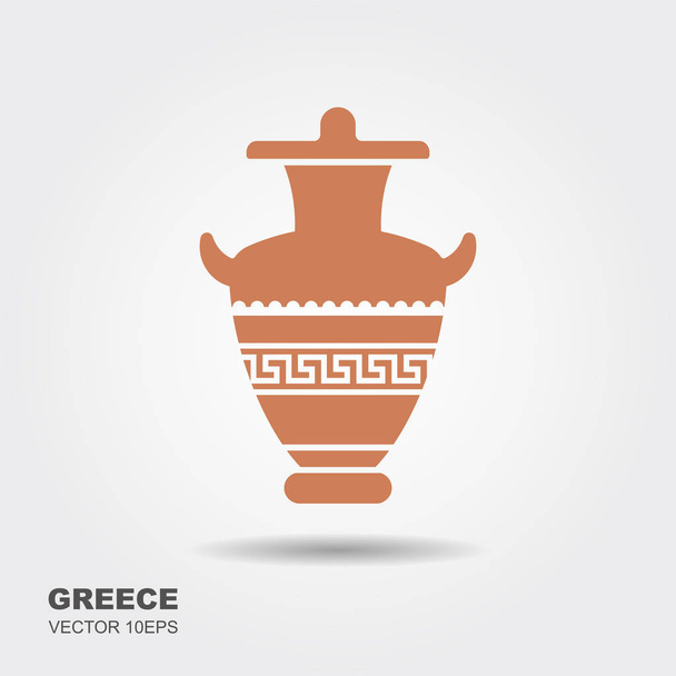 Vaso grego antigo. Ícone liso estilizado sombra wint
 - Vetor, Imagem