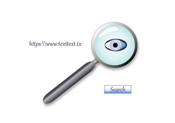 Entwurf einer Lupe mit einem Auge und dem Text für Ihre Website, Vektor. - Vektor, Bild