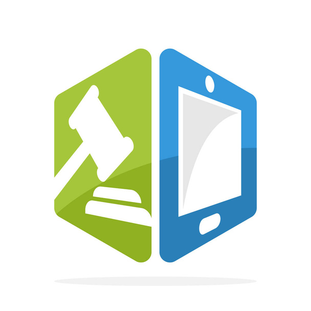 vector illustration icon with the concept of bidding service with mobile smartphone app - Vector, Image