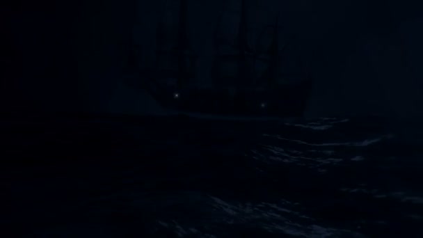 Segelschiff inmitten eines großen Sturms auf See - Filmmaterial, Video