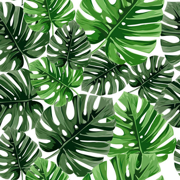 Summer background. Tropical palm leaves, jungle leaves seamless vector floral pattern. - Вектор, зображення