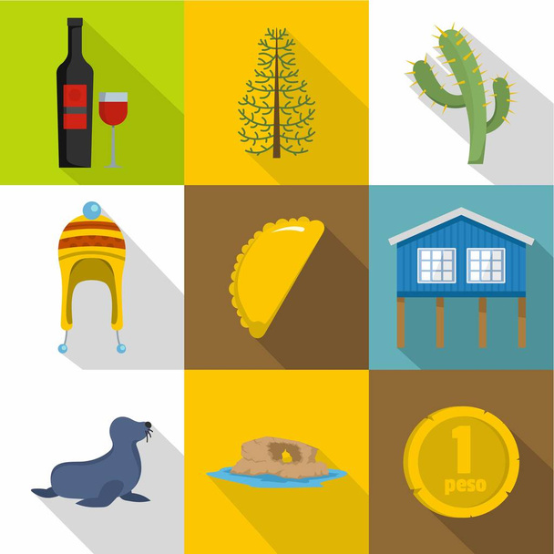 Mexican world icons set, flat style - ベクター画像