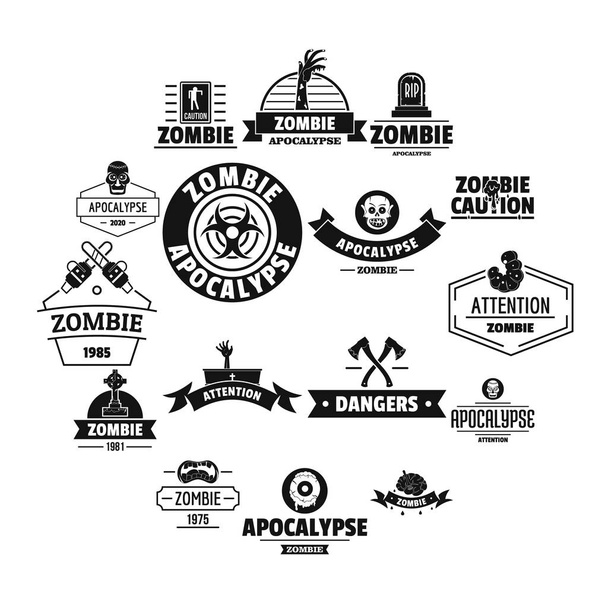 Zombie logo icons set, simple style - Vetor, Imagem
