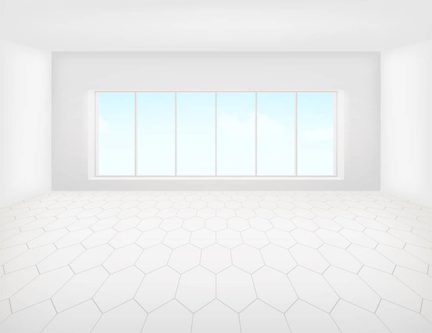 Плитка пол с сеткой линии и света из окна в перспективе зрения для фона
. - Вектор,изображение