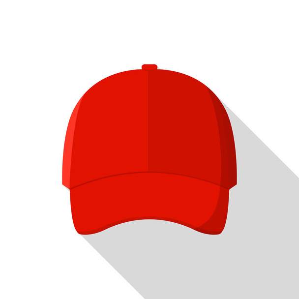 Ícone de boné de beisebol frontal vermelho, estilo plano
 - Vetor, Imagem