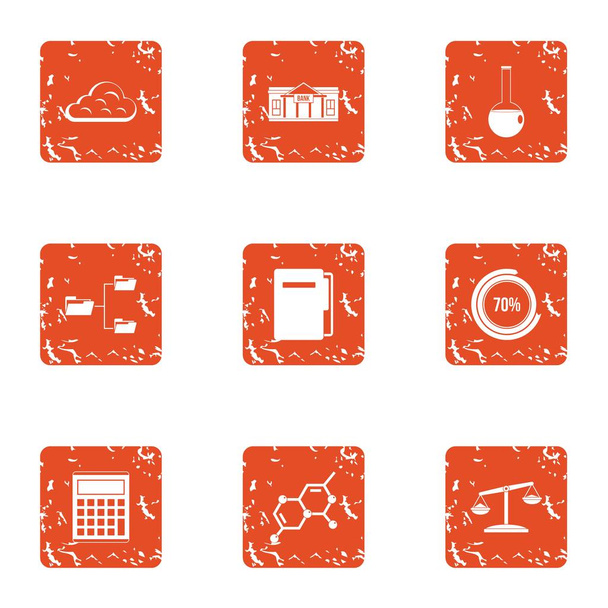 Computing machine icons set. Grunge set of 9 computing machine vector icons for web isolated on white background - Vektör, Görsel