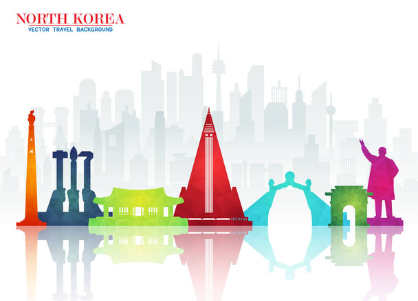 North Korea Landmark Global Travel And Journey paper background. Vector Design Template.used for your advertisement, book, banner, template, travel business or presentation. - ベクター画像