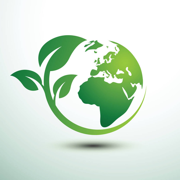 Green earth concept with leaves,vector illustration - Vector, Imagen