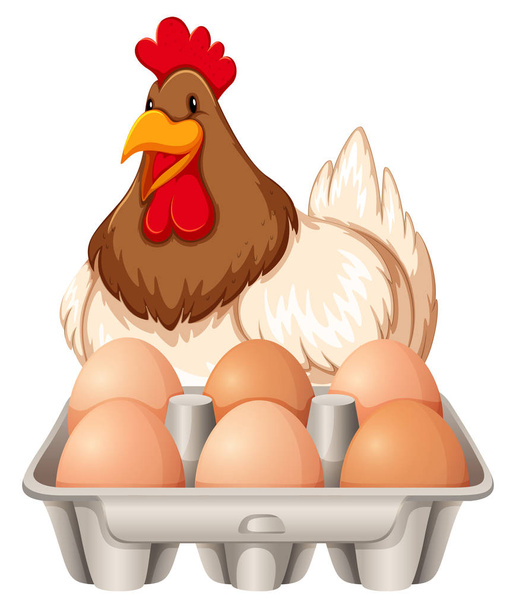 Happy Hen and the Eggs illustration - Vector, Image