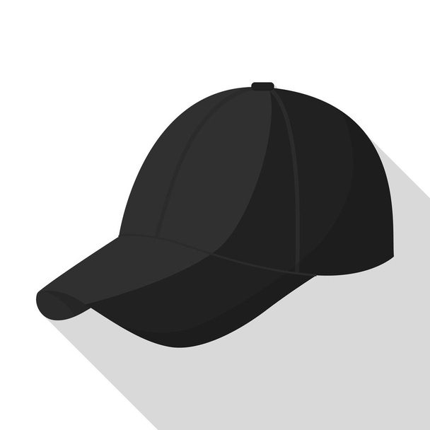 Black baseball cap icon, flat style - Vector, Image