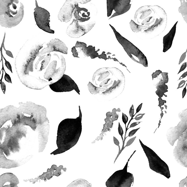 Watercolor Floral Repeat Pattern. Can be used as a Print for Fabric, Background for Wedding Invitation - Foto, Imagen