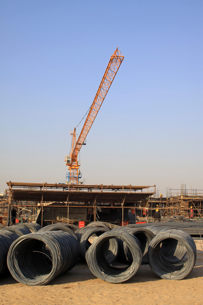 construction site materials and crane - Photo, Image