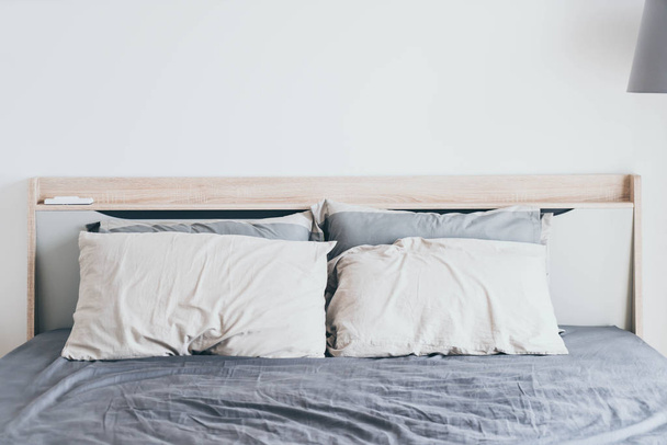 comfort pillow on bed decoration in bedroom - Foto, Imagen