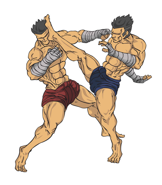 Muay tailandês ou tailandês kickboxing. Arte marcial vetor e ilustração
 - Vetor, Imagem