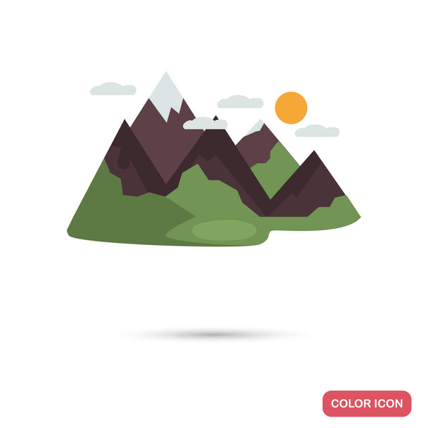 Wooded mountains color flat icon - Вектор,изображение