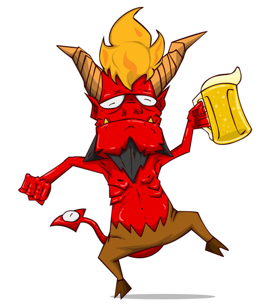 Red Devil znaków wektorowych i ilustracji. Potwór w noc Halloween - Wektor, obraz