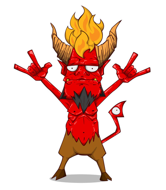 Zeichenvektor und Illustration des roten Teufels. Monster in der Halloween-Nacht - Vektor, Bild