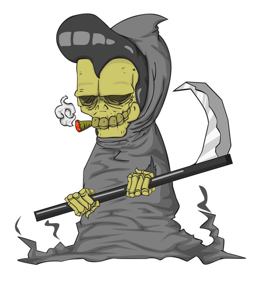 Grim Reaper Vecteur de caractères et illustration. Monstre dans la nuit d'Halloween
 - Vecteur, image
