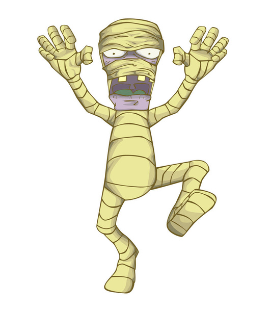 Mummie karakter vector en illustratie. Monster in Halloween night - Vector, afbeelding