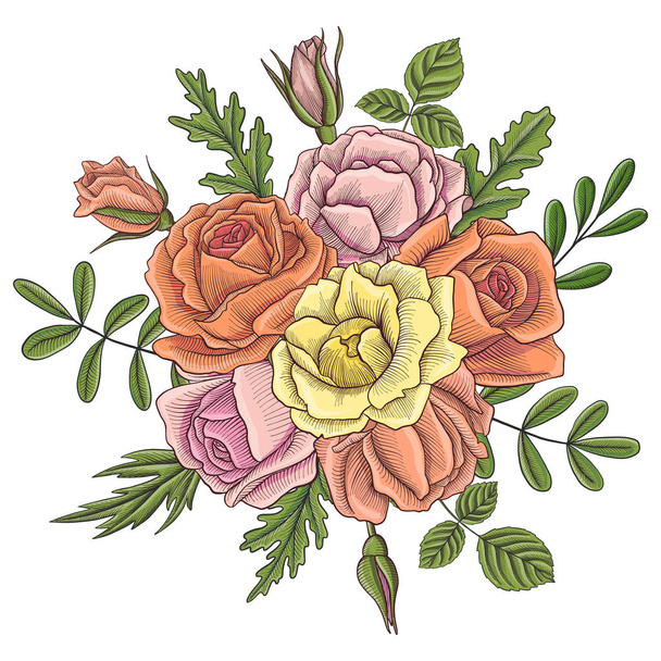 vector vintage composición floral
 - Vector, imagen