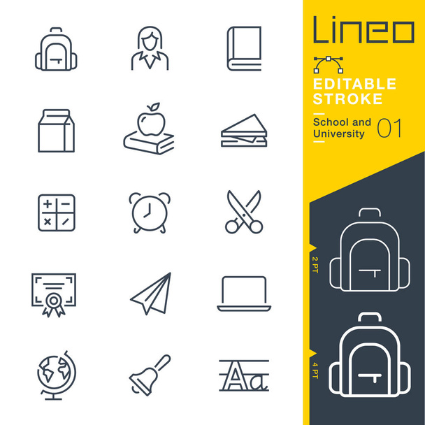 Lineo Editable Stroke - шкільні та університетські піктограми ліній
 - Вектор, зображення