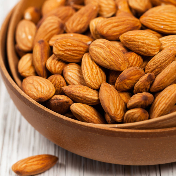 Almonds Nuts Background. Selective focus. - Photo, Image
