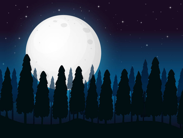 暗い満月の夜図 - ベクター画像