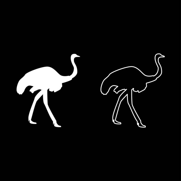 Ícone de avestruz definido cor branca vetor ilustração plano estilo simples imagem esboço
 - Vetor, Imagem