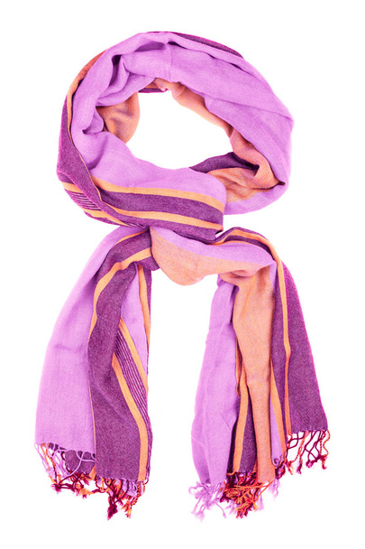 Pink silk scarf isolated on white background. Female accessory. - Photo, Image