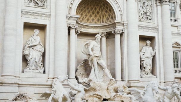 The Trevi Fountain is a fountain in Rome, Italy. Stock. It is largest Baroque fountain in the city. It is located in the rione of Trevi - Foto, Imagen